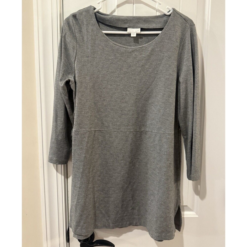 J. Jill Womens Gray Ponte Knit Tunic Dress S Scoop Neck 3/4 Sleeve Short
